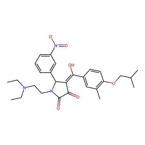 (4E)-1-(2-diethylaminoethyl)-4-[hydroxy-[3-methyl-4-(2-methylpropoxy)phenyl]methylidene]-5-(3-nitrophenyl)pyrrolidine-2,3-dione structure