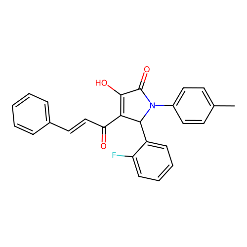 4-cinnamoyl-5-(2-fluorophenyl)-3-hydroxy-1-(p-tolyl)-1H-pyrrol-2(5H)-one structure