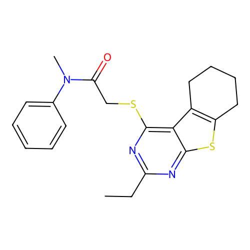 2-((2-ethyl-5,6,7,8-tetrahydrobenzo[4,5]thieno[2,3-d]pyrimidin-4-yl)thio)-N-methyl-N-phenylacetamide structure