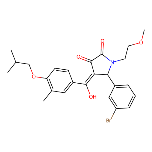 (4E)-5-(3-bromophenyl)-4-[hydroxy-[3-methyl-4-(2-methylpropoxy)phenyl]methylidene]-1-(2-methoxyethyl)pyrrolidine-2,3-dione structure