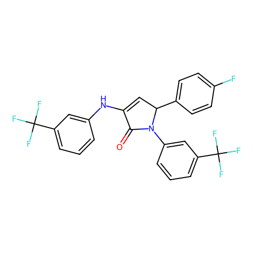 2-(4-fluorophenyl)-4-[3-(trifluoromethyl)anilino]-1-[3-(trifluoromethyl)phenyl]-2H-pyrrol-5-one structure