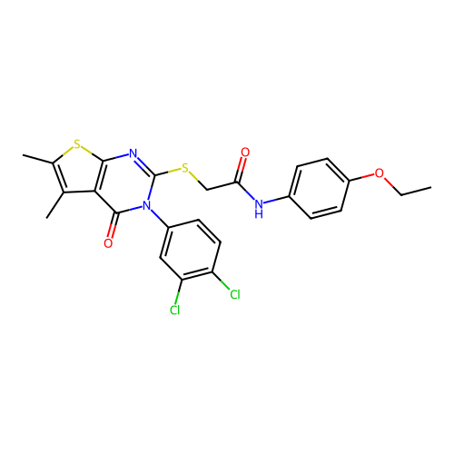 2-((3-(3,4-dichlorophenyl)-5,6-dimethyl-4-oxo-3,4-dihydrothieno[2,3-d]pyrimidin-2-yl)thio)-N-(4-ethoxyphenyl)acetamide structure