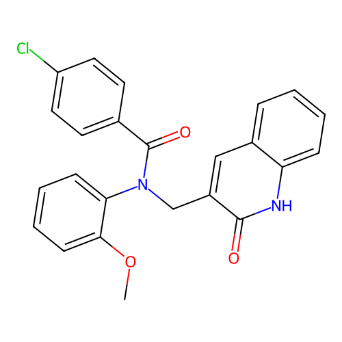 4-chloro-N-(2-methoxyphenyl)-N-[(2-oxo-1H-quinolin-3-yl)methyl]benzamide structure