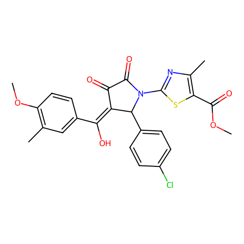 methyl 2-(2-(4-chlorophenyl)-4-hydroxy-3-(4-methoxy-3-methylbenzoyl)-5-oxo-2,5-dihydro-1H-pyrrol-1-yl)-4-methylthiazole-5-carboxylate structure