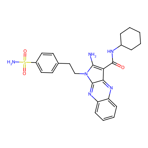 2-amino-N-cyclohexyl-1-(4-sulfamoylphenethyl)-1H-pyrrolo[2,3-b]quinoxaline-3-carboxamide structure