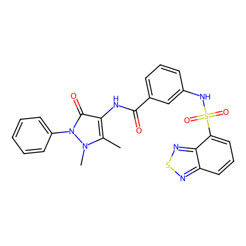 3-(benzo[c][1,2,5]thiadiazole-4-sulfonamido)-N-(1,5-dimethyl-3-oxo-2-phenyl-2,3-dihydro-1H-pyrazol-4-yl)benzamide structure