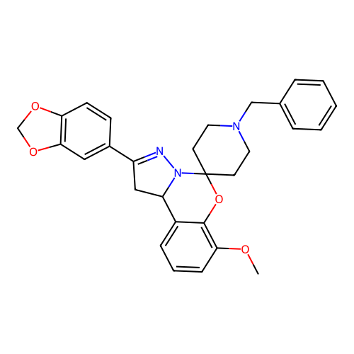 2'-(1,3-benzodioxol-5-yl)-1-benzyl-7'-methoxy-1',10b'-dihydrospiro[piperidine-4,5'-pyrazolo[1,5-c][1,3]benzoxazine] structure