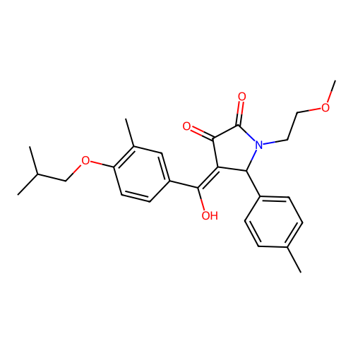 (4E)-4-[hydroxy-[3-methyl-4-(2-methylpropoxy)phenyl]methylidene]-1-(2-methoxyethyl)-5-(4-methylphenyl)pyrrolidine-2,3-dione structure