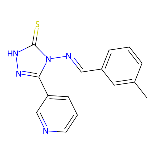 4-[(E)-(3-methylphenyl)methylideneamino]-3-pyridin-3-yl-1H-1,2,4-triazole-5-thione structure