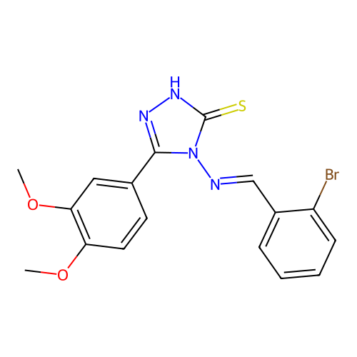 4-[(E)-(2-bromophenyl)methylideneamino]-3-(3,4-dimethoxyphenyl)-1H-1,2,4-triazole-5-thione structure
