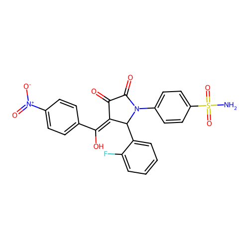 4-(2-(2-fluorophenyl)-4-hydroxy-3-(4-nitrobenzoyl)-5-oxo-2,5-dihydro-1H-pyrrol-1-yl)benzenesulfonamide structure