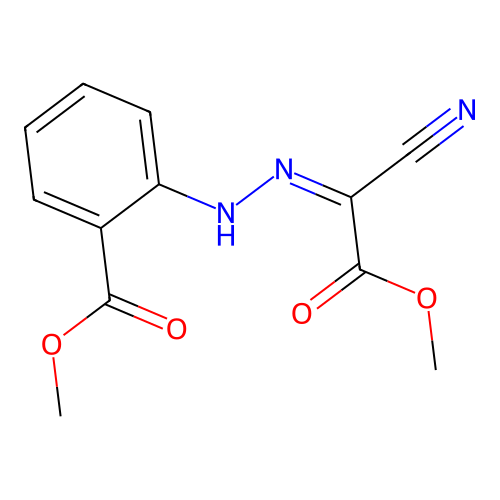 (Z)-methyl 2-(2-(1-cyano-2-methoxy-2-oxoethylidene)hydrazinyl)benzoate structure