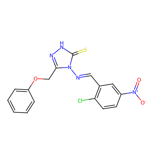 4-[(E)-(2-chloro-5-nitrophenyl)methylideneamino]-3-(phenoxymethyl)-1H-1,2,4-triazole-5-thione structure