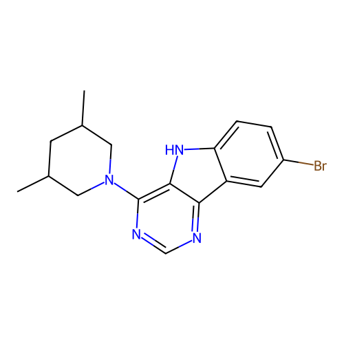 8-bromo-4-(3,5-dimethylpiperidin-1-yl)-5H-pyrimido[5,4-b]indole structure