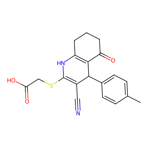 2-[[3-cyano-4-(4-methylphenyl)-5-oxo-4,6,7,8-tetrahydro-1H-quinolin-2-yl]sulfanyl]acetic Acid structure