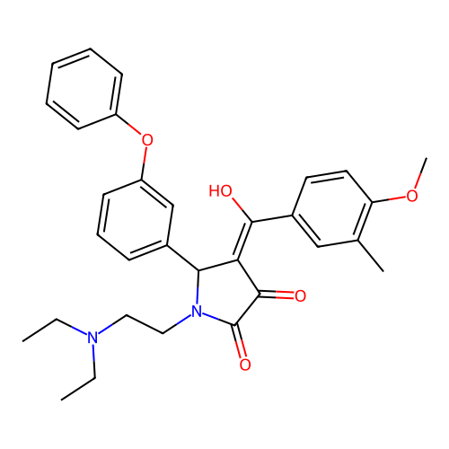 (4E)-1-(2-diethylaminoethyl)-4-[hydroxy-(4-methoxy-3-methylphenyl)methylidene]-5-(3-phenoxyphenyl)pyrrolidine-2,3-dione structure