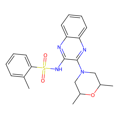 N-[3-(2,6-dimethylmorpholin-4-yl)quinoxalin-2-yl]-2-methylbenzenesulfonamide structure