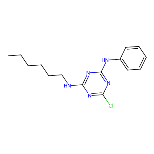 6-chloro-N-hexyl-N'-phenyl-1,3,5-triazine-2,4-diamine structure