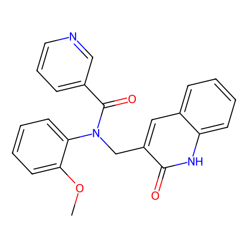 N-(2-methoxyphenyl)-N-[(2-oxo-1H-quinolin-3-yl)methyl]pyridine-3-carboxamide structure