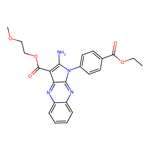 2-methoxyethyl 2-amino-1-(4-ethoxycarbonylphenyl)pyrrolo[3,2-b]quinoxaline-3-carboxylate structure