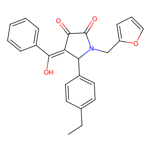 (4E)-5-(4-ethylphenyl)-1-(furan-2-ylmethyl)-4-[hydroxy(phenyl)methylidene]pyrrolidine-2,3-dione structure