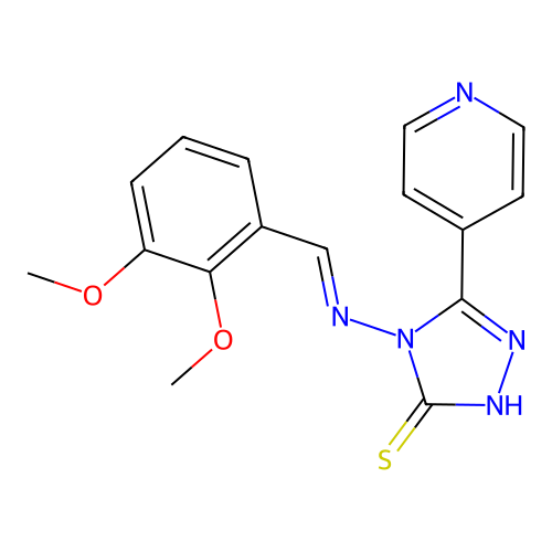(E)-4-((2,3-dimethoxybenzylidene)amino)-5-(pyridin-4-yl)-4H-1,2,4-triazole-3-thiol structure