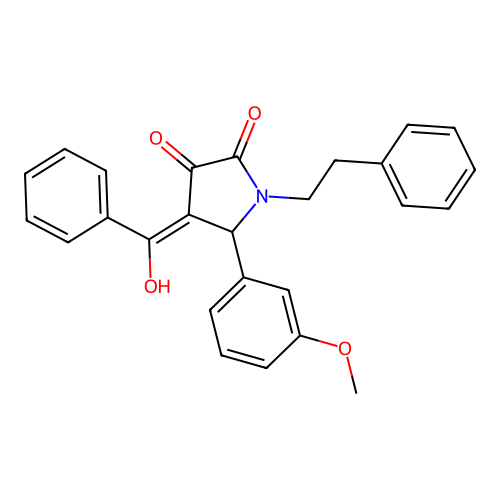 (4E)-4-[hydroxy(phenyl)methylidene]-5-(3-methoxyphenyl)-1-phenethylpyrrolidine-2,3-dione structure