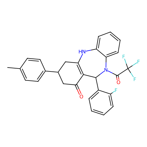 11-(2-FLUOROPHENYL)-3-(4-METHYLPHENYL)-10-(2,2,2-TRIFLUOROACETYL)-2,3,4,5,10,11-HEXAHYDRO-1H-DIBENZO[B,E][1,4]DIAZEPIN-1-ONE structure