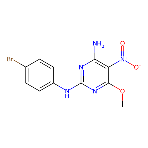 N~2~-(4-bromophenyl)-6-methoxy-5-nitropyrimidine-2,4-diamine structure