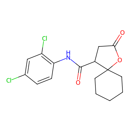 N-(2,4-dichlorophenyl)-2-oxo-1-oxaspiro[4.5]decane-4-carboxamide structure