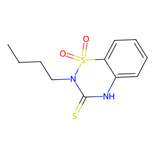 2-butyl-2H-1,2,4-benzothiadiazine-3(4H)-thione 1,1-dioxide structure