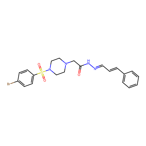 2-[4-(4-bromophenyl)sulfonylpiperazin-1-yl]-N-(cinnamylideneamino)acetamide structure