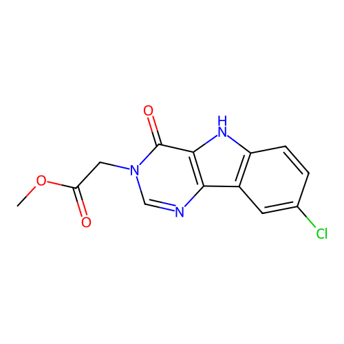 methyl (8-chloro-4-oxo-4,5-dihydro-3H-pyrimido[5,4-b]indol-3-yl)acetate structure