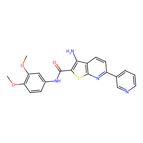 3-Amino-6-pyridin-3-yl-thieno[2,3-b]pyridine-2-carboxylic acid (3,4-dimethoxy-phenyl)-amide structure