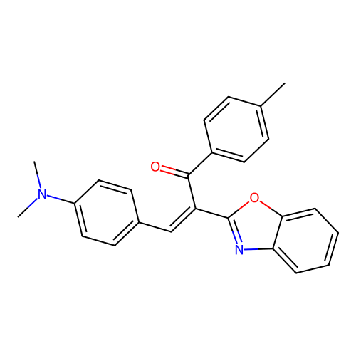 (2Z)-2-(1,3-benzoxazol-2-yl)-3-[4-(dimethylamino)phenyl]-1-(4-methylphenyl)prop-2-en-1-one structure