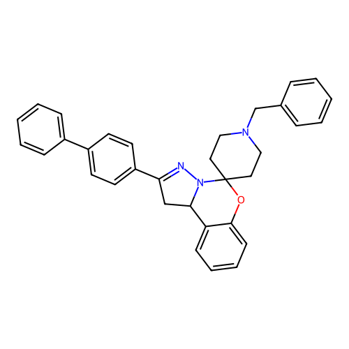 1'-benzyl-2-(4-phenylphenyl)spiro[1,10b-dihydropyrazolo[1,5-c][1,3]benzoxazine-5,4'-piperidine] structure