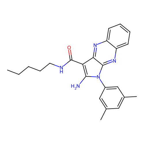 2-amino-1-(3,5-dimethylphenyl)-N-pentyl-1H-pyrrolo[2,3-b]quinoxaline-3-carboxamide structure