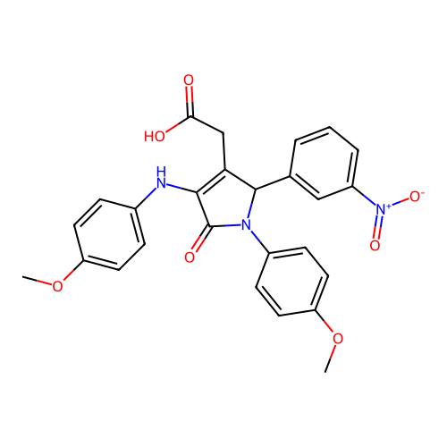 [1-(4-methoxyphenyl)-4-[(4-methoxyphenyl)amino]-2-(3-nitrophenyl)-5-oxo-2,5-dihydro-1H-pyrrol-3-yl]acetic acid structure