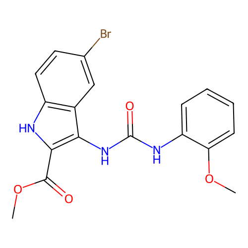 methyl 5-bromo-3-{[(2-methoxyphenyl)carbamoyl]amino}-1H-indole-2-carboxylate structure