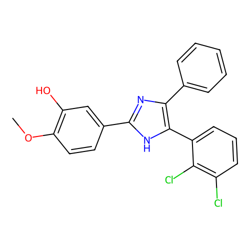 5-[4-(2,3-dichlorophenyl)-5-phenyl-1H-imidazol-2-yl]-2-methoxyphenol structure