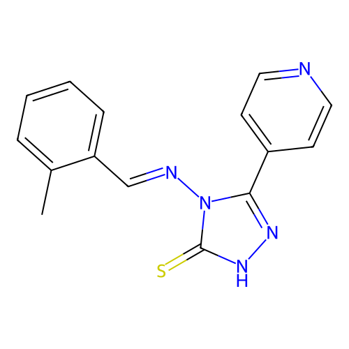 4-[(E)-(2-methylphenyl)methylideneamino]-3-pyridin-4-yl-1H-1,2,4-triazole-5-thione structure