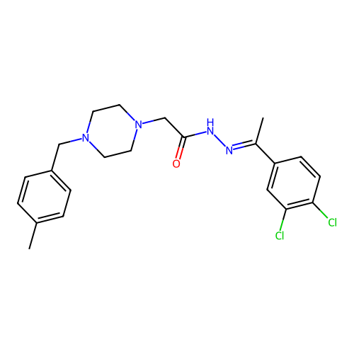 (E)-N'-(1-(3,4-dichlorophenyl)ethylidene)-2-(4-(4-methylbenzyl)piperazin-1-yl)acetohydrazide structure