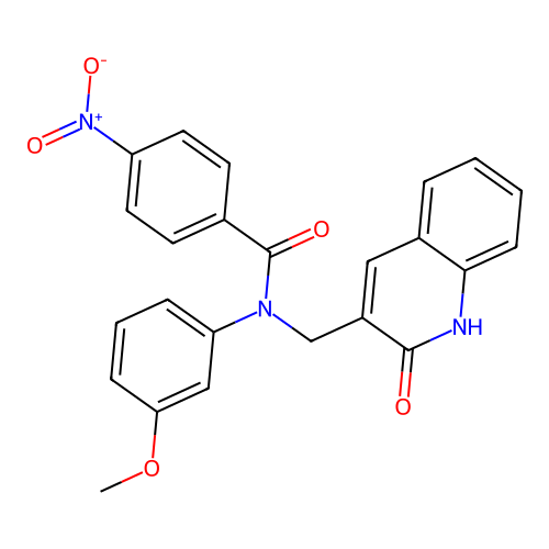 N-(3-methoxyphenyl)-4-nitro-N-[(2-oxo-1,2-dihydroquinolin-3-yl)methyl]benzamide structure