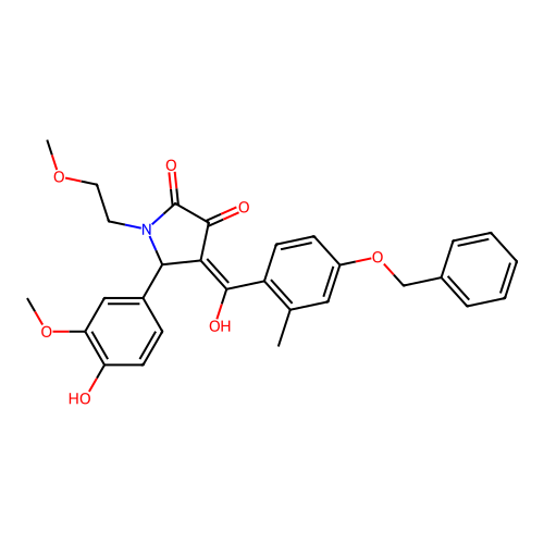 (4E)-4-{[4-(benzyloxy)-2-methylphenyl](hydroxy)methylidene}-5-(4-hydroxy-3-methoxyphenyl)-1-(2-methoxyethyl)pyrrolidine-2,3-dione structure