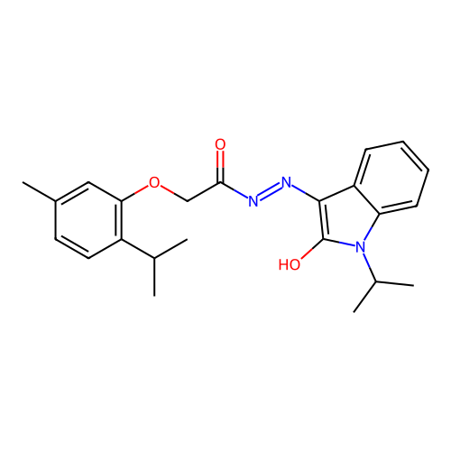 (Z)-N'-(1-isopropyl-2-oxoindolin-3-ylidene)-2-(2-isopropyl-5-methylphenoxy)acetohydrazide structure