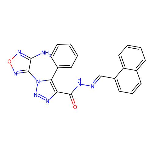 (E)-1-(4-amino-1,2,5-oxadiazol-3-yl)-N'-(naphthalen-1-ylmethylene)-5-phenyl-1H-1,2,3-triazole-4-carbohydrazide structure