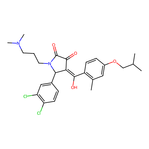 (4E)-5-(3,4-dichlorophenyl)-1-[3-(dimethylamino)propyl]-4-[hydroxy-[2-methyl-4-(2-methylpropoxy)phenyl]methylidene]pyrrolidine-2,3-dione structure