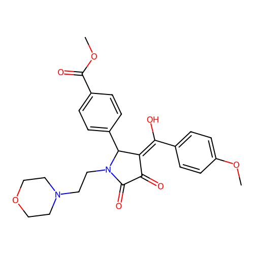 methyl 4-[(3E)-3-[hydroxy-(4-methoxyphenyl)methylidene]-1-(2-morpholin-4-ylethyl)-4,5-dioxopyrrolidin-2-yl]benzoate structure