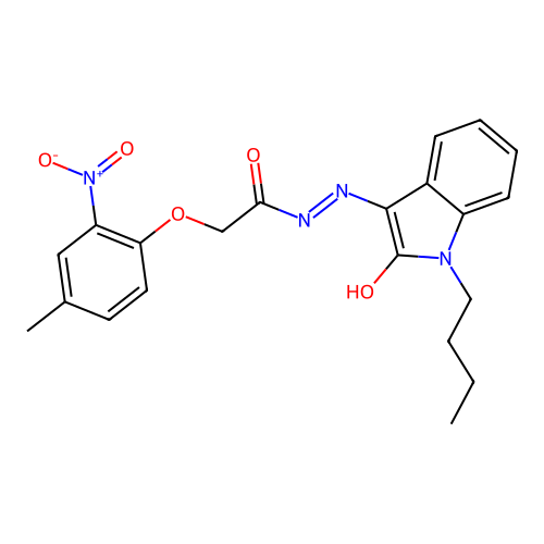 (E)-N'-(1-butyl-2-oxoindolin-3-ylidene)-2-(4-methyl-2-nitrophenoxy)acetohydrazide structure