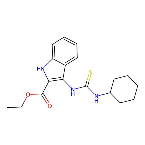 Ethyl 3-(3-cyclohexylthioureido)-1H-indole-2-carboxylate structure